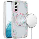 Samsung S22 Green Pink Floral Magnetic Circle IMD TPU Case