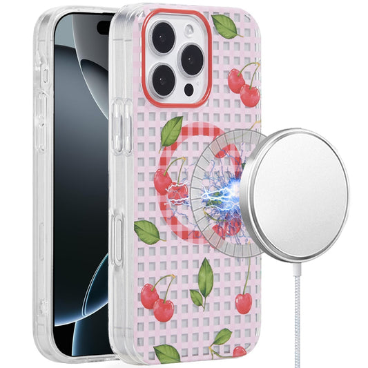 iPhone 16 Pro 6.3 - Magnetic Circle Double Layer TPU Case - Cherry