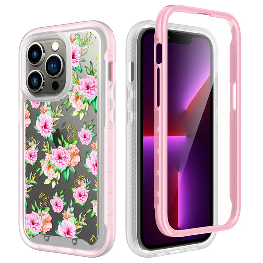 iPhone 14 Pro Pink Floral Shockproof Hybrid Case