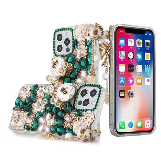 iPhone 14 Pro Multi Ornament Green Diamond Case