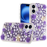 iPhone 17 Rose Diamond Bling Case - Purple