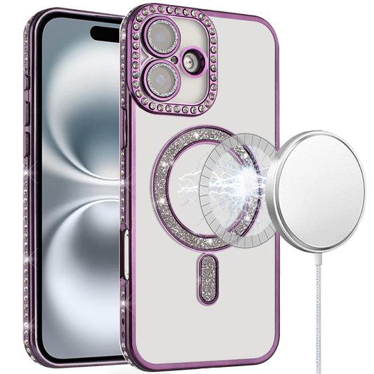 iPhone 16 6.1 - Glitter Magnetic Diamond TPU Case - Purple