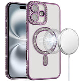 iPhone 16 6.1 - Glitter Magnetic Diamond TPU Case - Purple