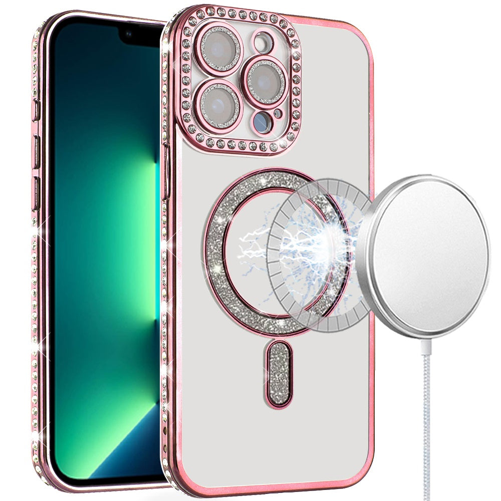 iPhone 13 Pro Max Rose Gold Diamond Magnetic TPU Case