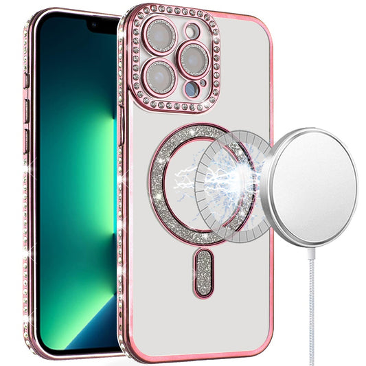 iPhone 13 Pro Max Rose Gold Diamond Magnetic TPU Case