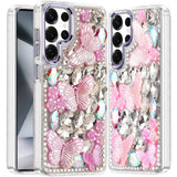 Samsung S24 Ultra Purple Floral Butterfly Bling Stones Case
