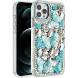iPhone 12 Pro Max Blue Butterfly Bling Stones Case