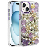 iPhone 15 Purple Rose Bling Stones Case