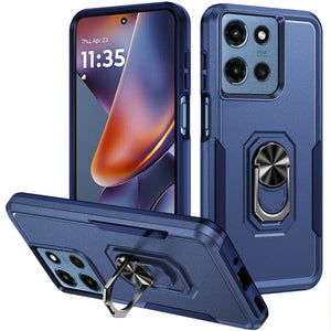 Moto G 5G 2025 Dark Blue Tough Ring Stand Hybrid Case