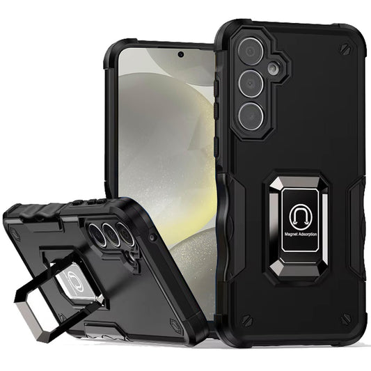Samsung S25/S24 Black OPTIMUM Magnetic Ring Stand Hybrid Case