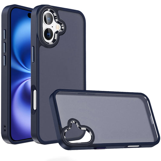 iPhone 17 Acrylic Metal Button Case - Dark Blue