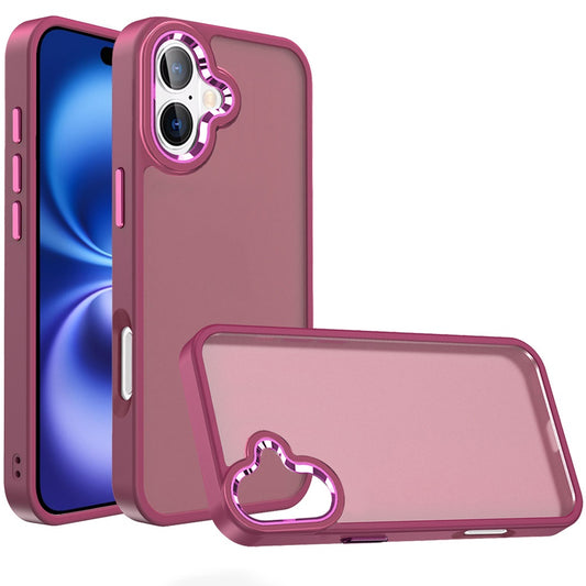 iPhone 17 Acrylic Metal Button Case - Burgundy