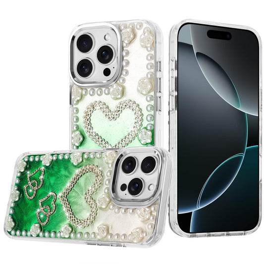 iPhone 16 Pro Max 6.9 Pearls Epoxy Glitter Ornaments Case