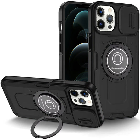iPhone 12 Pro Max Black Push Mount Ring Stand Case