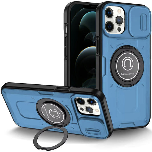 iPhone 12 Pro Max Light Blue Push Mount Ring Stand Case