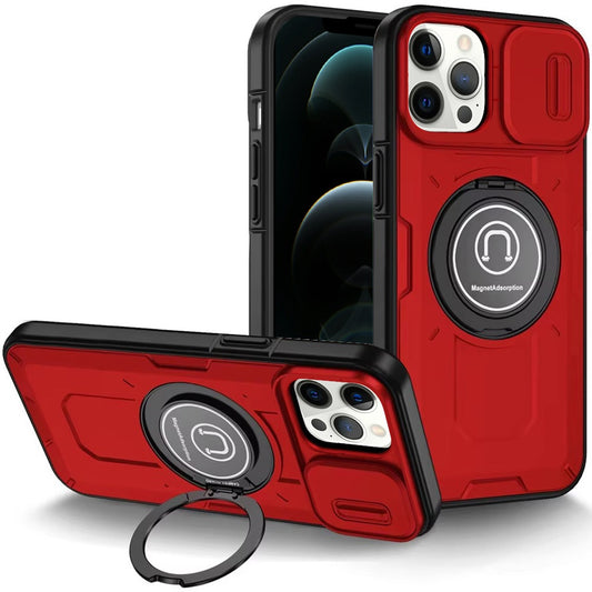 iPhone 12 Pro Max Red Push Mount Ring Stand Case