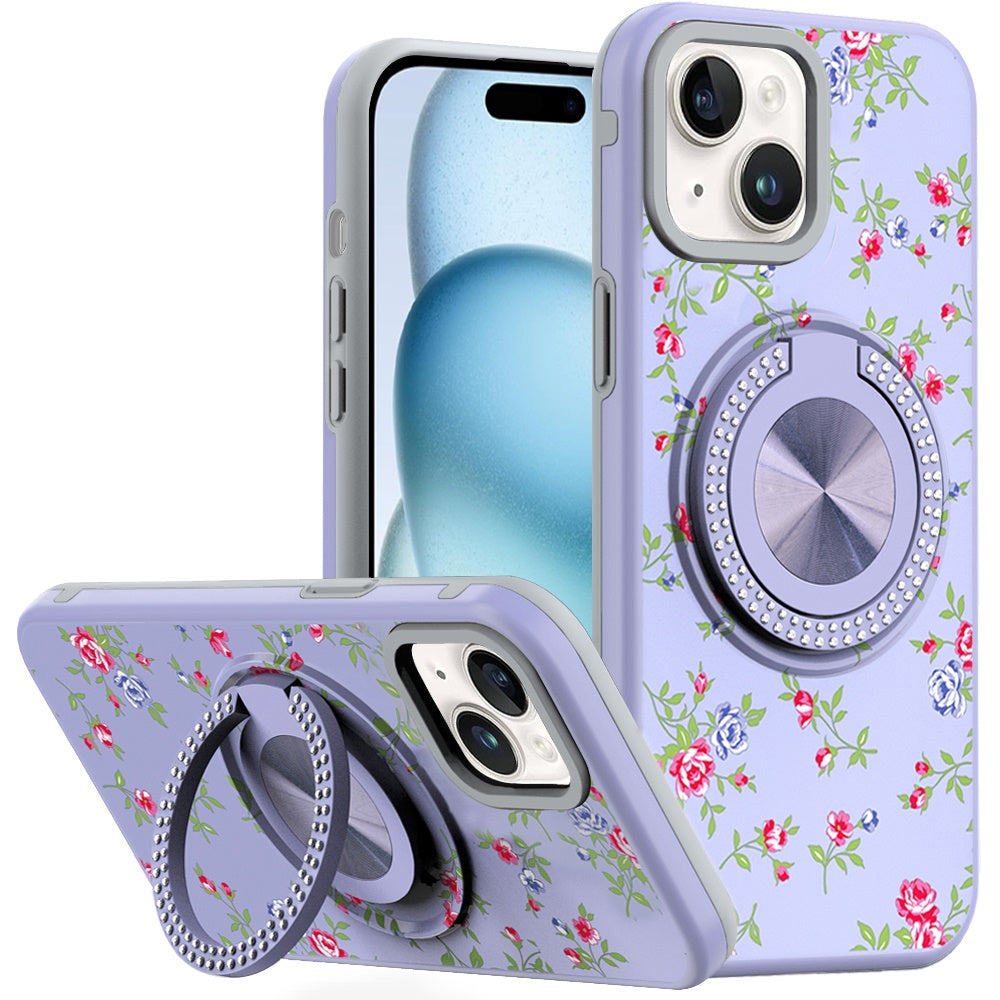 iPhone 15 Metal Diamond Ring Hybrid Case 9