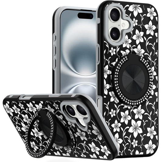 iPhone 16 6.1 - Metal Diamond Matte Hybrid w/ Ring Case - 7