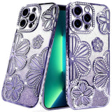 iPhone 13 Pro Max Purple Glitter Floral TPU Case