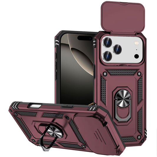 iPhone 17 Pro Max Ring Stand Camera Case - Burgundy