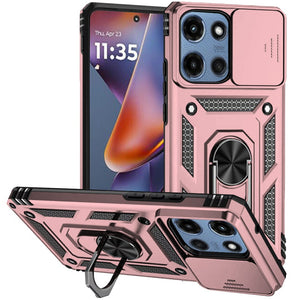 Moto G 5G 2025 Rose Gold Magnetic Ring Stand Camera Case