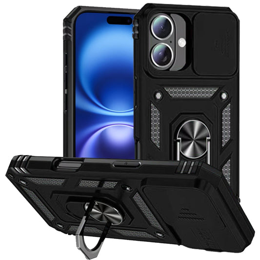 iPhone 17 Magnetic Ring Stand Case - Black