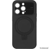Samsung S24 Ultra Large Glass Window + Lotus Leaf Bracket Solid Color Case Black - CellularPort