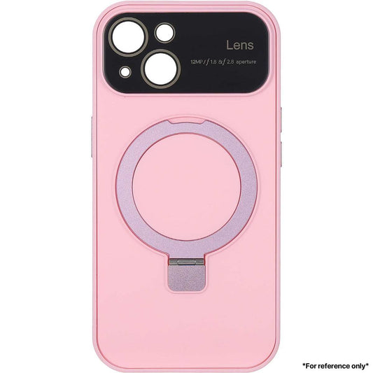 Samsung S24 Large Glass Window + Lotus Leaf Bracket Solid Color Case Pink - CellularPort