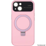 Samsung S24 Large Glass Window + Lotus Leaf Bracket Solid Color Case Pink - CellularPort