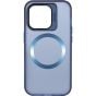 IPhone 15 Pro Max Lens Holder Transparent CD Pattern Case Blue