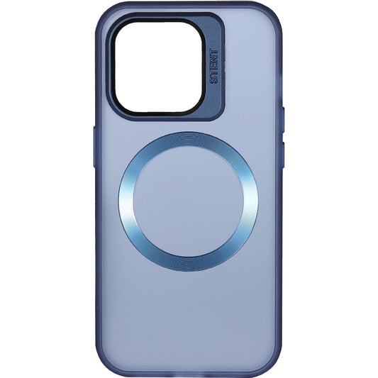 IPhone 15 Pro Lens Holder Transparent CD Pattern Case Blue