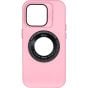 IPhone 15 Pro Max Lens Holder Solid Color + Iron Plate + Magnifying Glass Case Pink