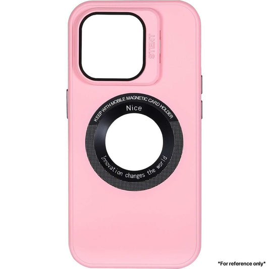 IPhone 15 Lens Holder Solid Color + Iron Plate + Magnifying Glass Case Pink - CellularPort