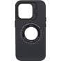 IPhone 15 Pro Max Lens Holder Solid Color + Iron Plate + Magnifying Glass Case Black