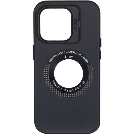 IPhone 15 Pro Lens Holder Solid Color + Iron Plate + Magnifying Glass Case Black - CellularPort