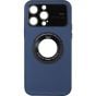 IPhone 15 Pro Max Large Glass Window + Iron Magnifying Glass Case Deep Blue