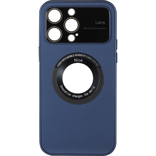 IPhone 15 Pro Large Glass Window + Iron Magnifying Glass Case Deep Blue