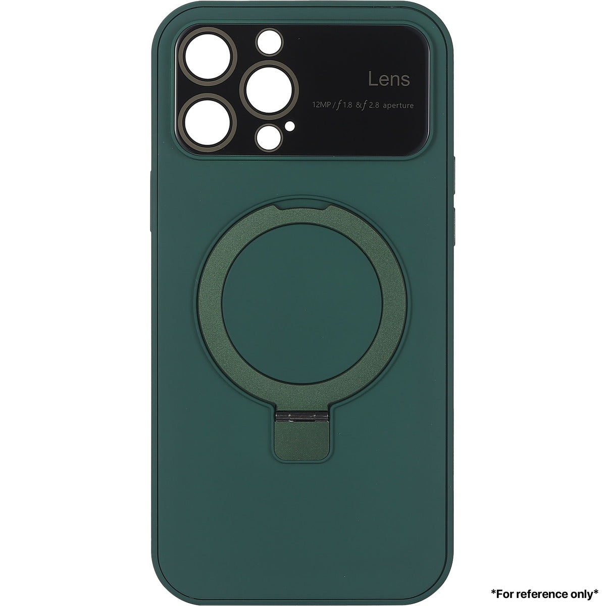Iphone 15 Pro Max Large Glass Window + Lotus Leaf Bracket Solid Color Case Green - CellularPort